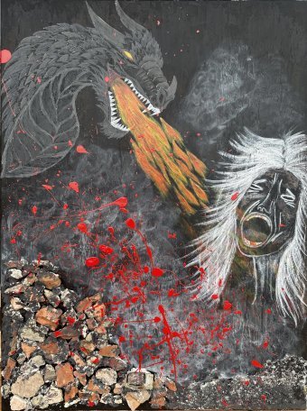 Painting "Matter of pain" by painter Yana Vyshnivetska acrylic canvas at Jose Art Gallery