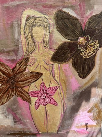 Painting "In Bloom" by painter Viktoria Chumak acrylic scratchboard at Jose Art Gallery