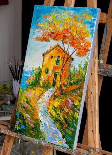 Additional view 2: Impressionism Landscape Painting Sunlit Shelter by painter Vladyslav Durniev oil canvas 