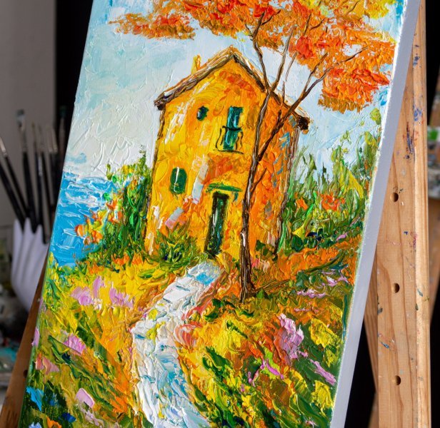 Additional view 3: Impressionism Landscape Painting Sunlit Shelter by painter Vladyslav Durniev oil canvas 