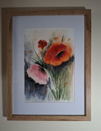 Painting "Maki" by painter Luba Micinska watercolor paper at Jose Art Gallery