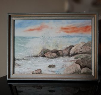 Painting "Sea" by painter Luba Micinska watercolor paper at Jose Art Gallery