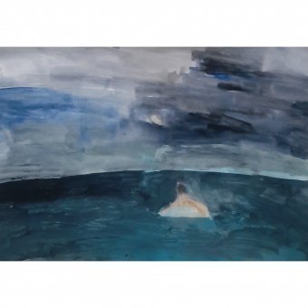 Malarstwo "Nocne pływanie", malarz Irfan Ajvazi akryl gips w Jose Art Gallery