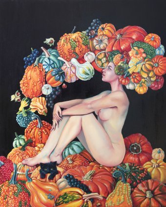 Pittura "Zucca", pittore Tetiana Bogdanova olio tela alla Jose Art Gallery