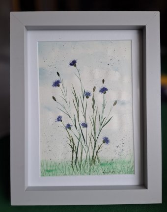 Painting "Chabry Blossoms. Minimalist Fine Art" by painter Luba Micinska watercolor paper at Jose Art Gallery