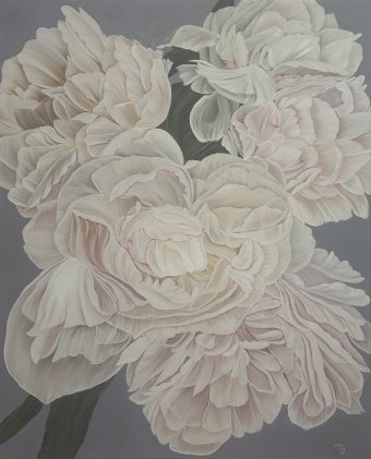 Painting "Whisper of peonies" by painter Teya oil canvas at Jose Art Gallery