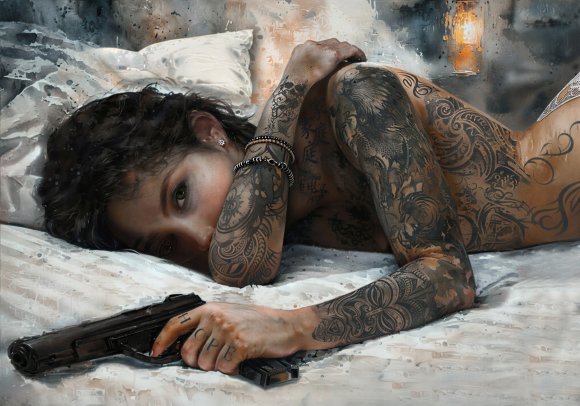 Badass Woman with a Pistol