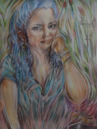 Drawing "Spring Lady" by illustrator DPaulinos pastel paper at Jose Art Gallery