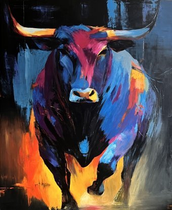 Painting "The Bull (Collection Piece #5)" by painter Anna Tasheva oil canvas at Jose Art Gallery