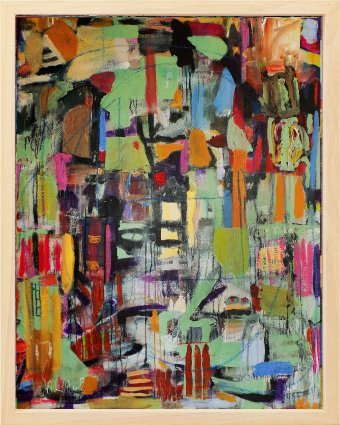 Malarstwo "Płaskowyż Ludzkości 49", malarz Geert Lemmers akryl drewno w Jose Art Gallery