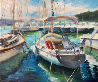 Painting "Boats. A Study" by painter Tatyana Rykova oil canvas at Jose Art Gallery