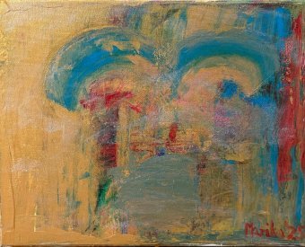 Pintura "Edades de oro: resplandor del oro abstracto", pintor M.E.G técnica mixta lienzo en Jose Art Gallery