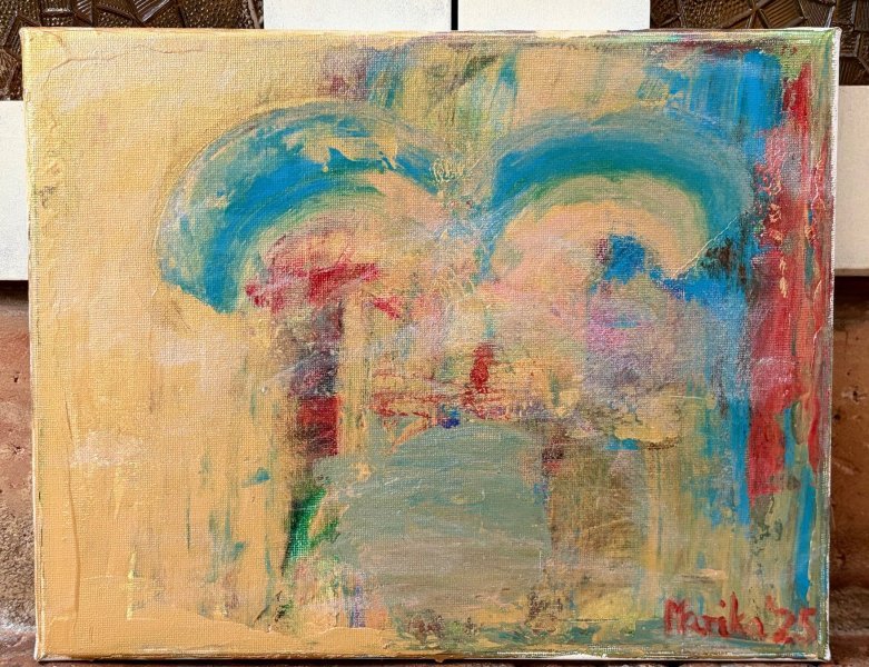 Additional view 2: Abstract Interior Painting Golden Ages: Radiance of Abstract Gold by painter M.E.G mixed method canvas 