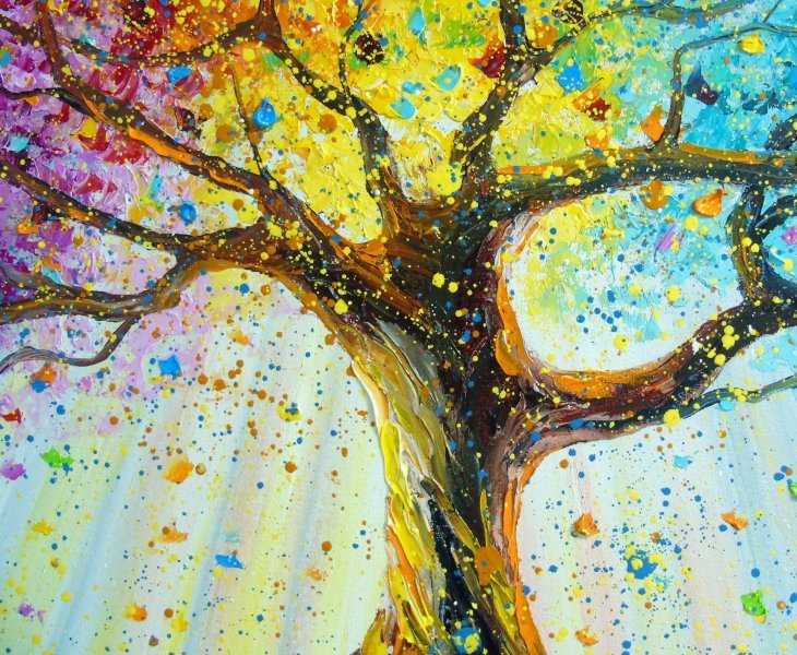 Additional view 1: Abstract Interior Painting Roots of Love by painter Olha Darchuk oil canvas 