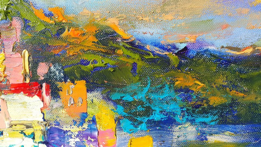 Additional view 1: Impressionism Landscape Painting Amalfi Coast Amalfi Atrani by painter Viktoria Lapteva oil canvas 