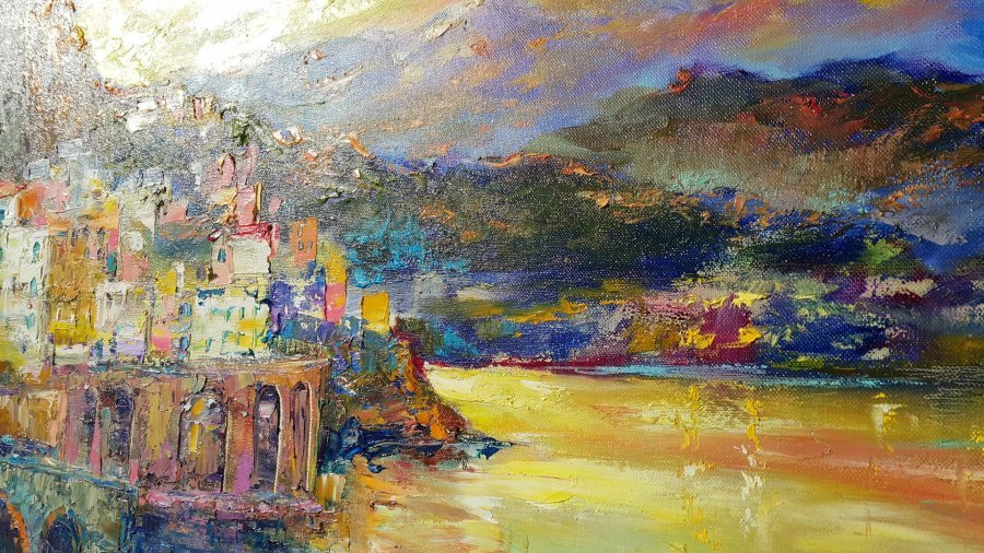 Additional view 2: Impressionism Landscape Painting Amalfi Coast Amalfi Atrani by painter Viktoria Lapteva oil canvas 