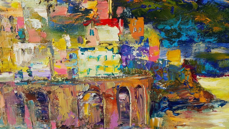 Additional view 3: Impressionism Landscape Painting Amalfi Coast Amalfi Atrani by painter Viktoria Lapteva oil canvas 