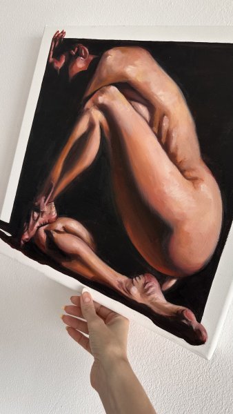 Additional view 4: Realism Nude Painting Within Myself: Embracing Inner Boundaries by painter Julia Shilo oil canvas 