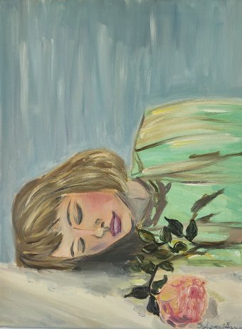 Painting "The Unreachable Rose" by painter Anna Solomiana oil canvas at Jose Art Gallery