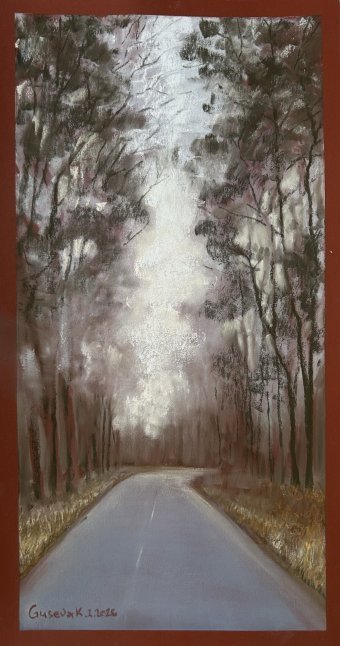 Grafika "Droga", ilustrator Guseva K. pastel papier w Jose Art Gallery