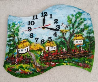 Peinture "Image - horloge", peintre Lyubov Ogorodnik acrylique bois à la Jose Art Gallery