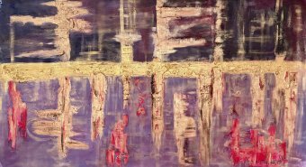 Pintura "Golden Times 2 Abstracto Resplandor Dorado", pintor M.E.G acrílico lienzo en Jose Art Gallery