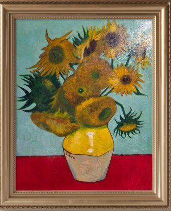 Painting "A Variation on Van Gogh's Sunflowers" by painter Izabela Jereczyńska acrylic canvas at Jose Art Gallery