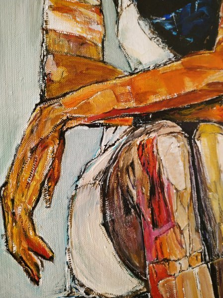 Additional view 2: Expressionism Portrait Painting White Dress by painter Alexander Aksyonov acrylic canvas 