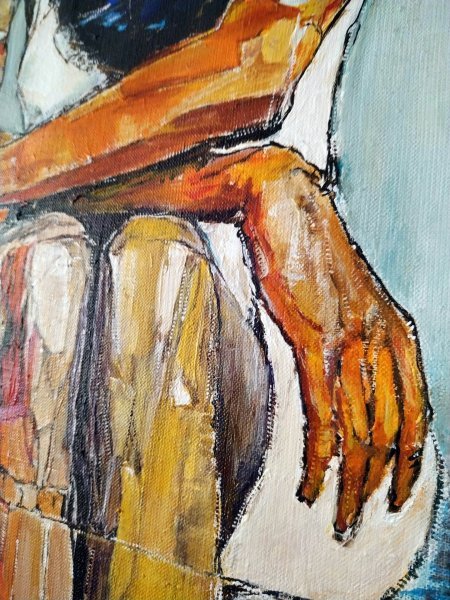 Additional view 3: Expressionism Portrait Painting White Dress by painter Alexander Aksyonov acrylic canvas 