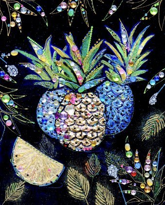 Painting "Tropical Glamour: The Magic of Siya" by painter Olena Rudnieva oil wood at Jose Art Gallery