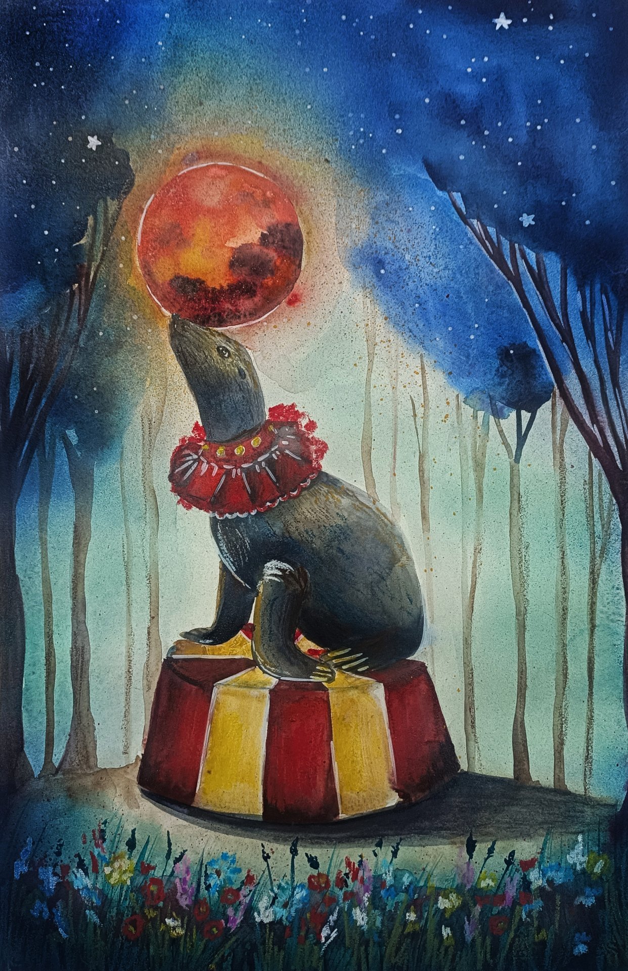 Moonlit Act Painting by Evgenia Smirnova - Jose Art Gallery