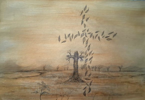 Mexikanischer Surrealismus. Aquarelllandschaft