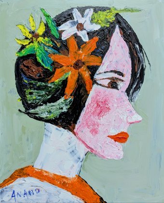 Pintura "PERFIL DE UNA MUJER", pintor ANAND MANCHIRAJU acrílico plástico en Jose Art Gallery