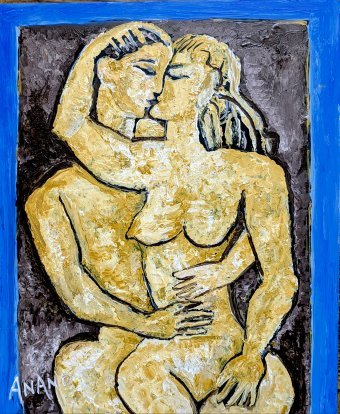 Pintura "UNIDOS POR EL AMOR", pintor ANAND MANCHIRAJU acrílico plástico en Jose Art Gallery