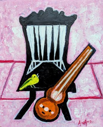 Pintura "LA ONU ESCUCHÓ A RAGA", pintor ANAND MANCHIRAJU acrílico plástico en Jose Art Gallery