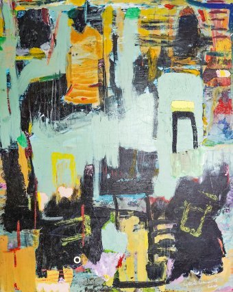 Malarstwo "Dziedzictwo przeszłości 34", malarz Geert Lemmers akryl drewno w Jose Art Gallery