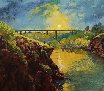Pintura "Puente arqueado.", pintor Anton Zapotochny(Dovzhenko) acrílico lienzo en Jose Art Gallery