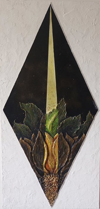 Peinture "Rayon de lumière / rayon d'espoir", peintre Svitlana Moiseienko acrylique bois à la Jose Art Gallery