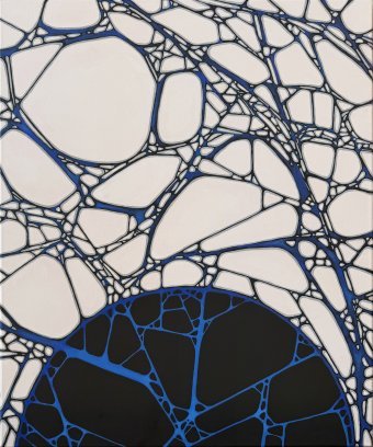 Peinture "Parcelle bleue", peintre Emanuela De Petrillo peinture à l'eau toile à la Jose Art Gallery