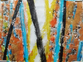 Painting "Untitled 42: Harmony in Abstraction" by painter Claudio Sansa Rito watercolor paper at Jose Art Gallery