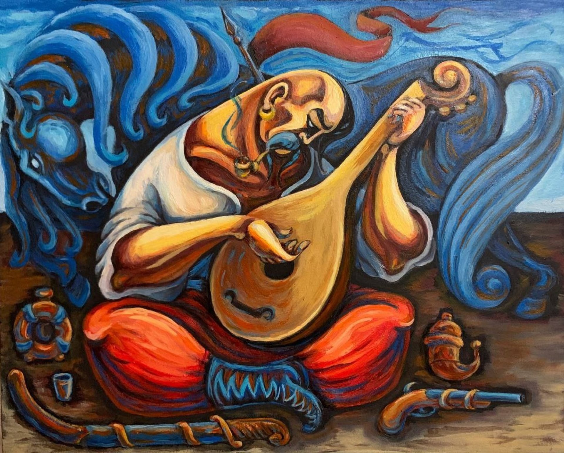 Cossack Mamai: A Modern Embodiment of the Spirit Painting by Jevgeniy Bogun