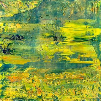 Живопись "Одуванчики в зеленом лугу. Абстрактная весна", живописец Lora Paulava масло холст в Jose Art Gallery