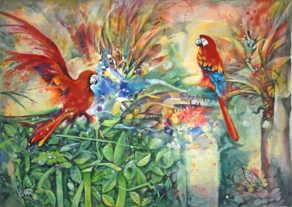 Butterflies and parrots