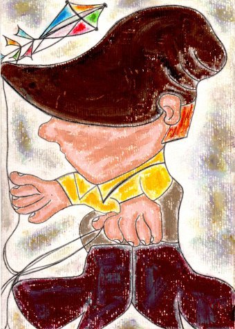 Painting "Pipe flyer" by painter JackMichel pastel paper at Jose Art Gallery