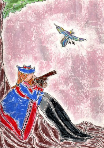 Painting "18th Century Shooter" by painter JackMichel pastel paper at Jose Art Gallery