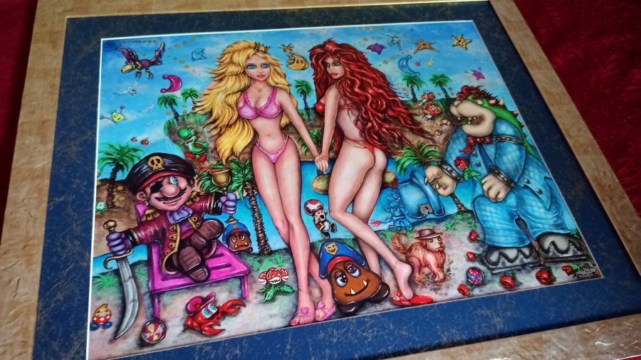Additional view 1: Fine Art Nude Painting TICKET TO THE TROPICS / JP HOT by painter ANGEL PIANGELO mixed method cardboard 