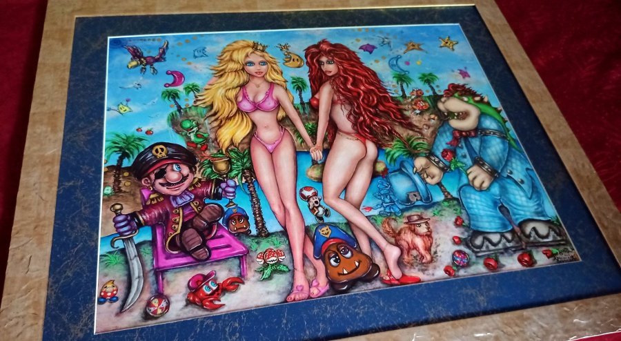 Additional view 2: Fine Art Nude Painting TICKET TO THE TROPICS / JP HOT by painter ANGEL PIANGELO mixed method cardboard 