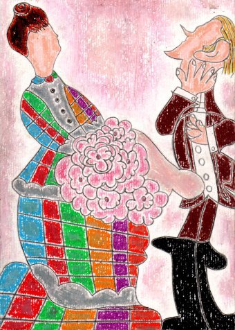 Painting "Countryside Dating" by painter JackMichel pastel paper at Jose Art Gallery