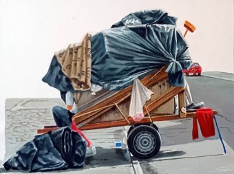 Peinture "Esthétique du fouillage dans les paysages urbains", peintre leonardo reina acrylique papier à la Jose Art Gallery