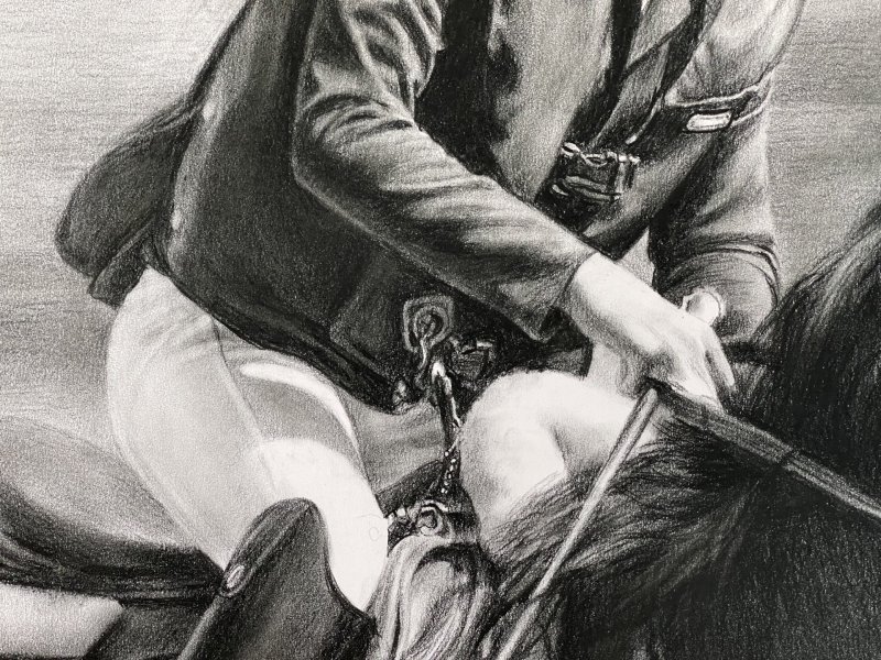 Additional view 3: Realism Portrait Drawing Speed and Power: Dynamic Equestrian Portrait by illustrator Vladimir Sumarokov charcoal paper 